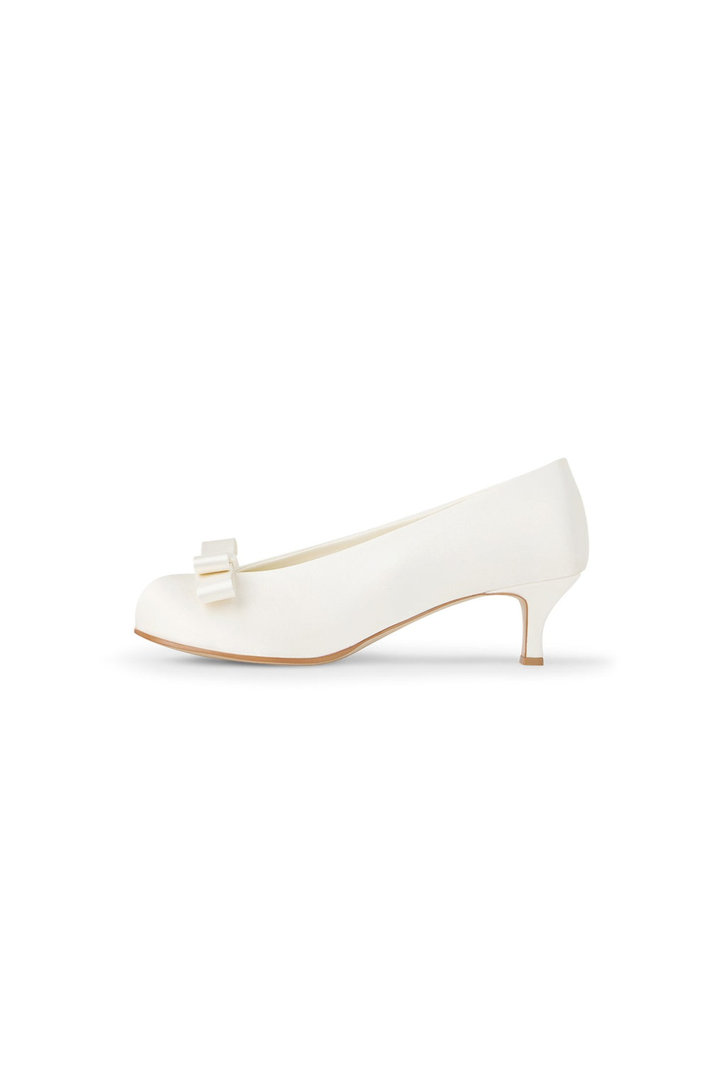 Satin Ribbon Round Pumps Ivory