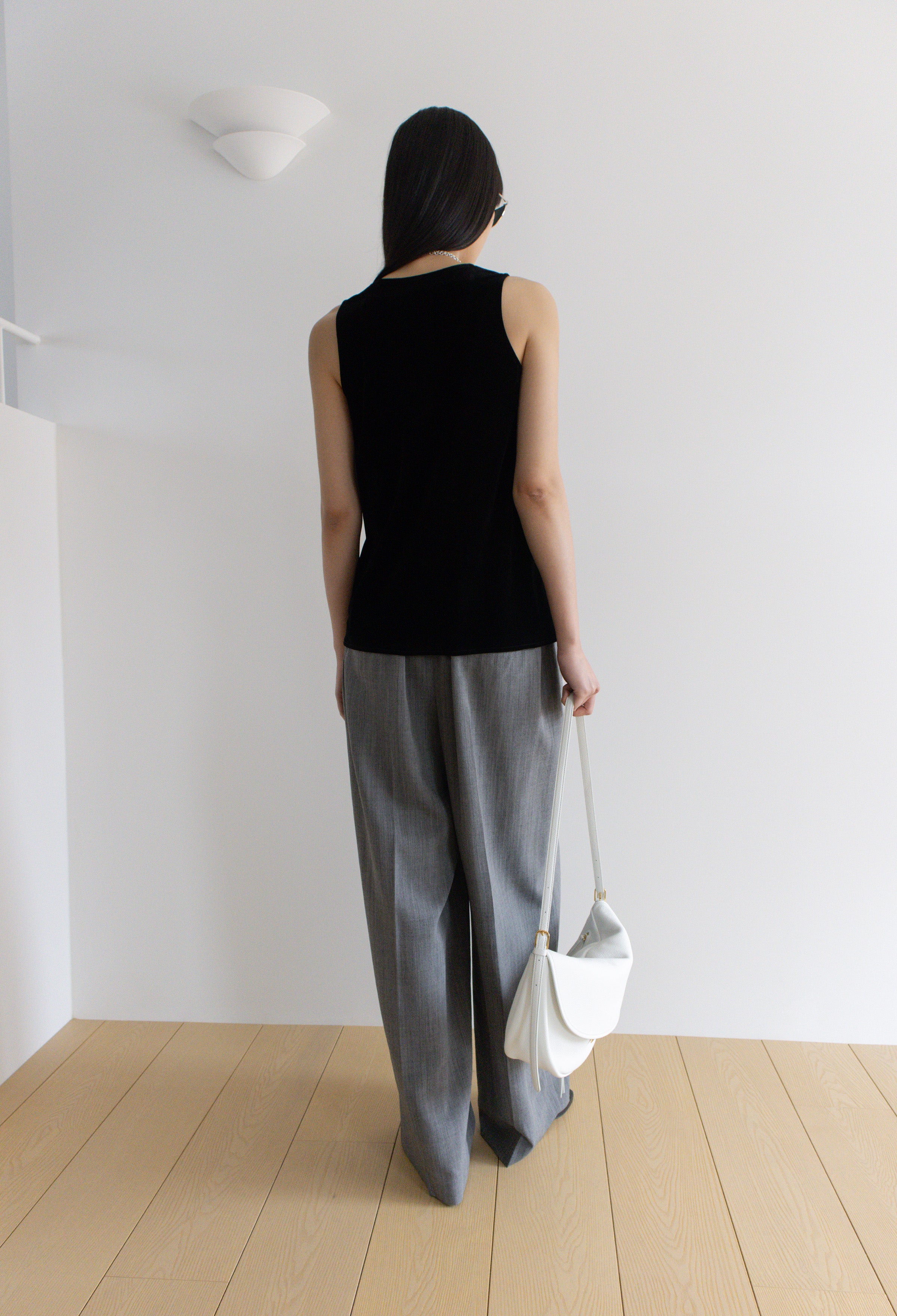 Velour Sleeveless Top Black