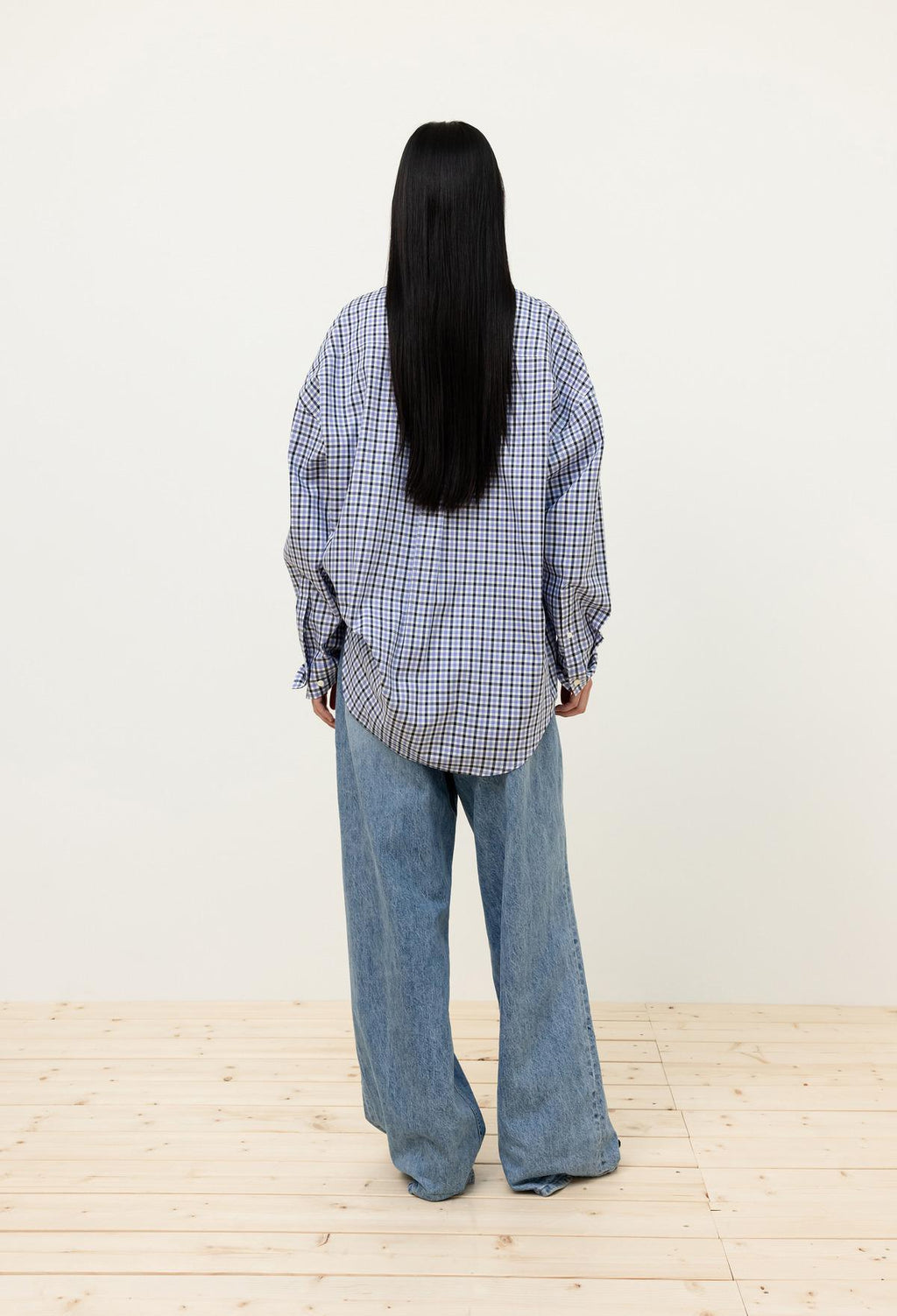 오버 체크 셔츠 블루