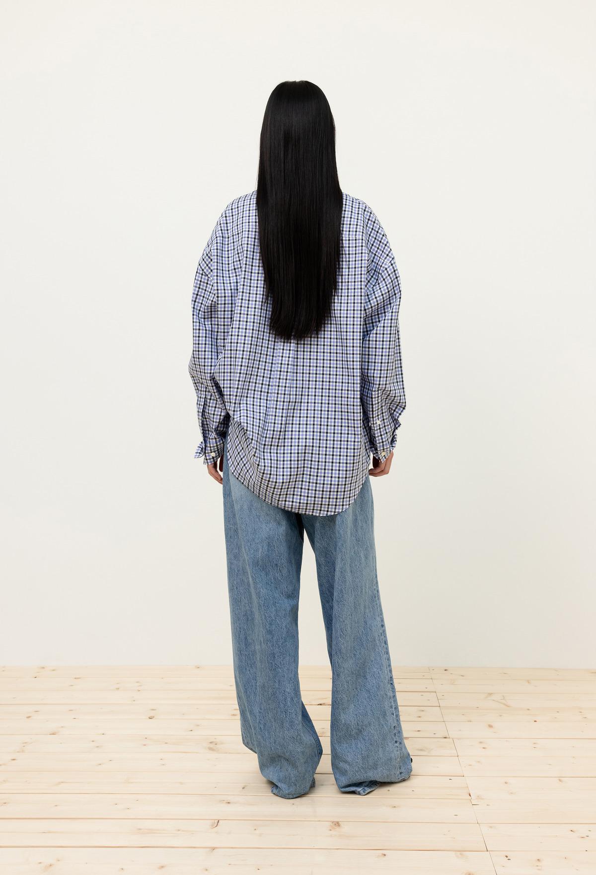 오버 체크 셔츠 블루