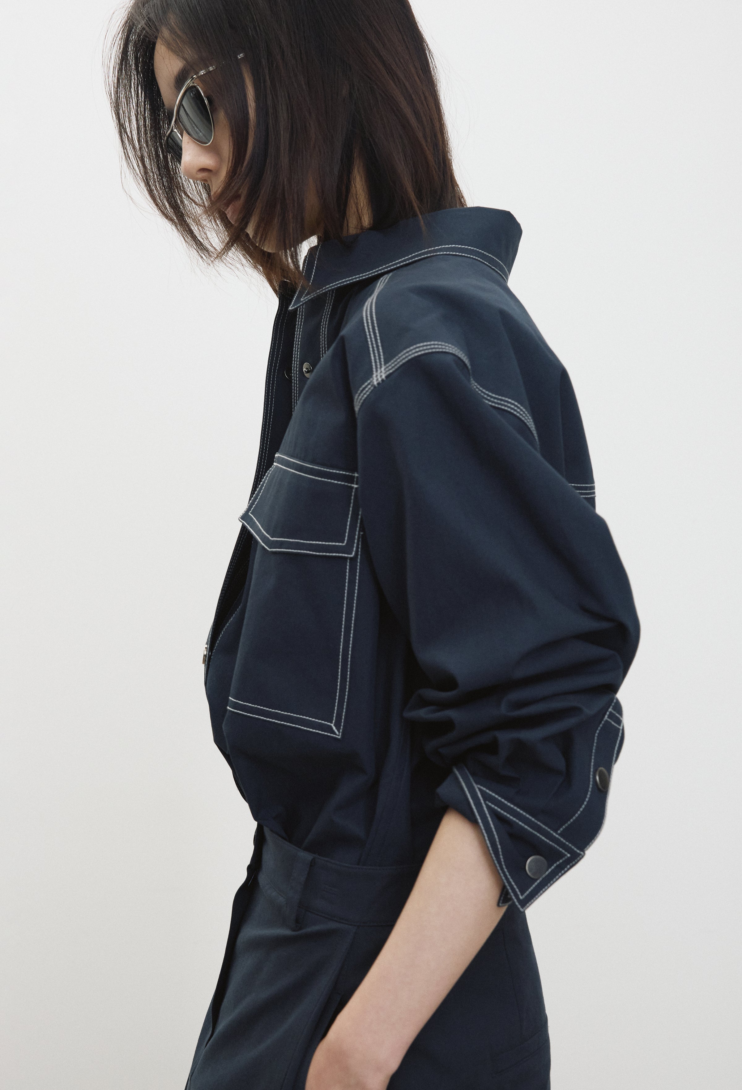 Stitch Pocket Shirt Navy
