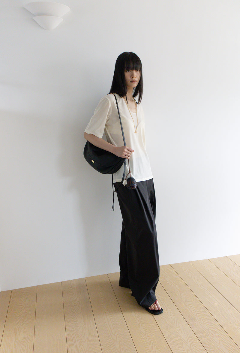 Cotton Pintuck Trousers Black