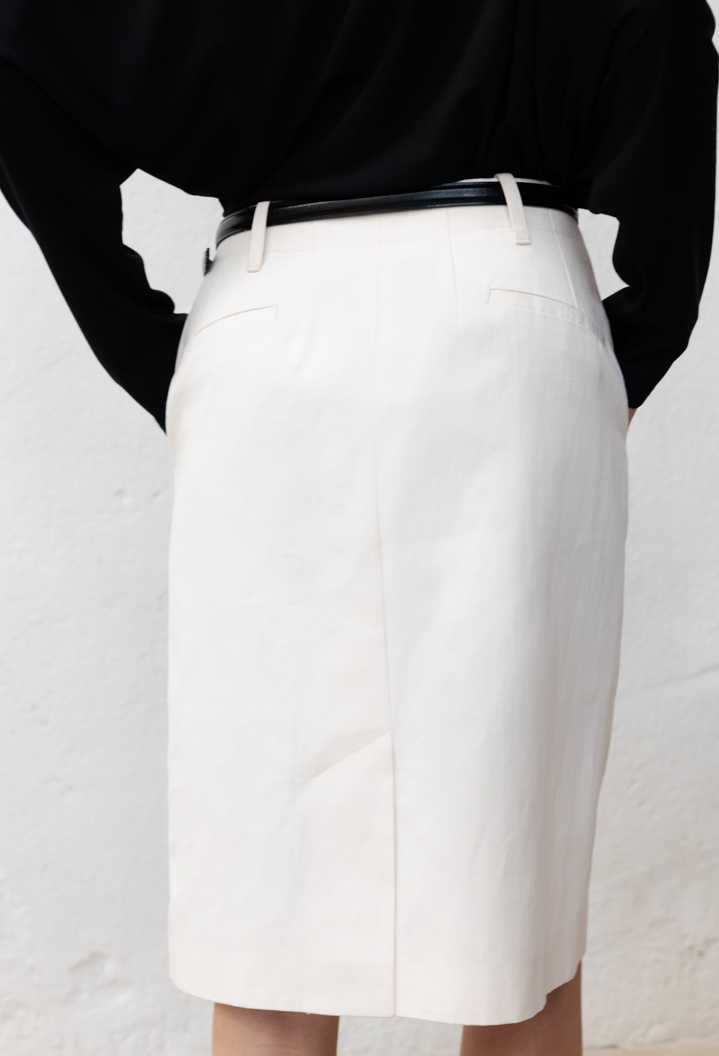 Cotton Midi Skirt Light Beige