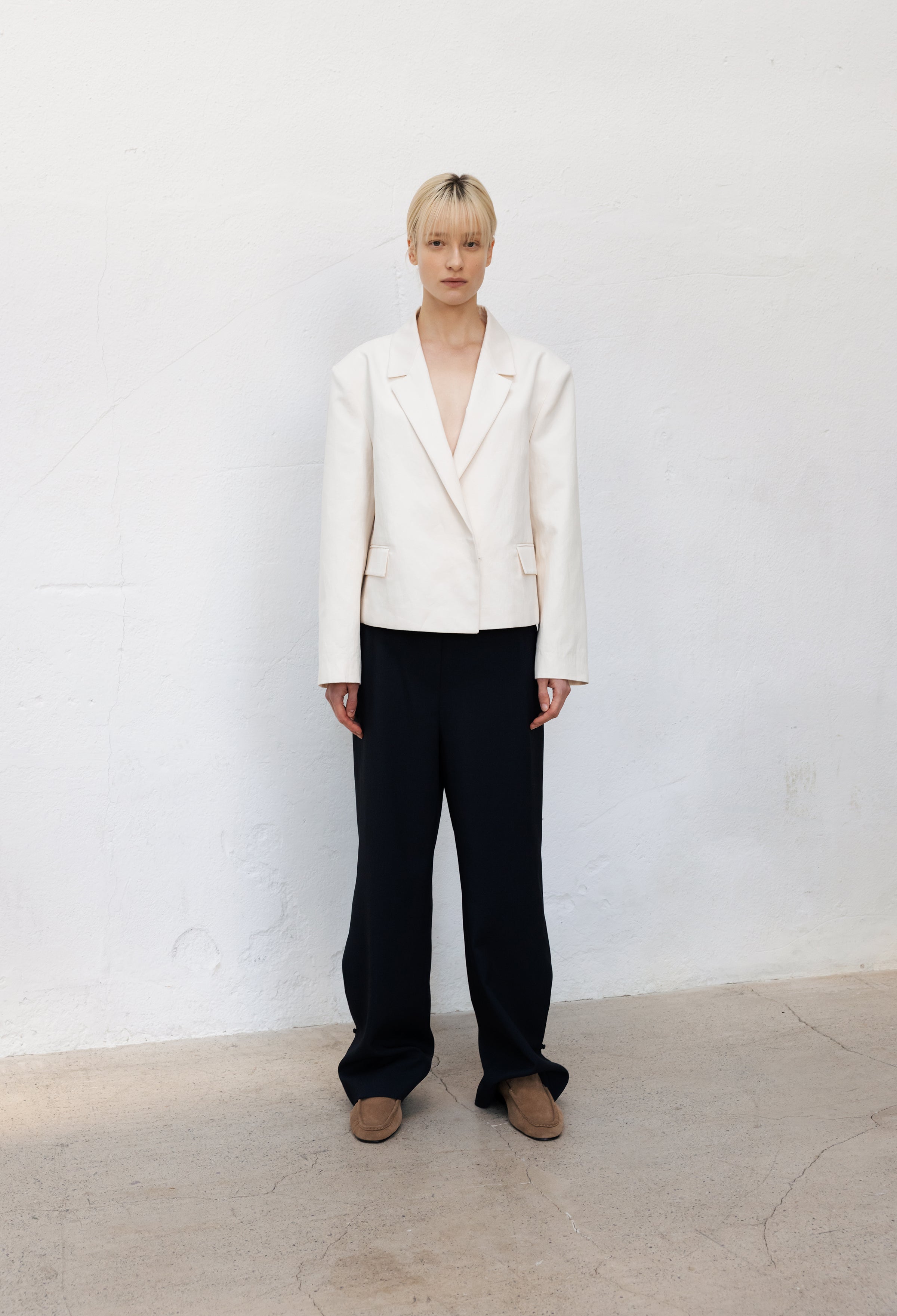 Two-Way Stretch Straight Pants Dark Navy