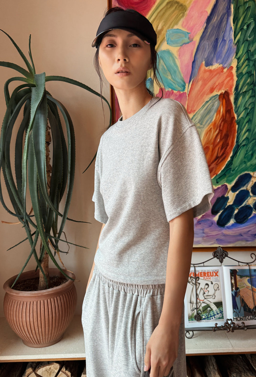 데일리 라운지 티셔츠 그레이