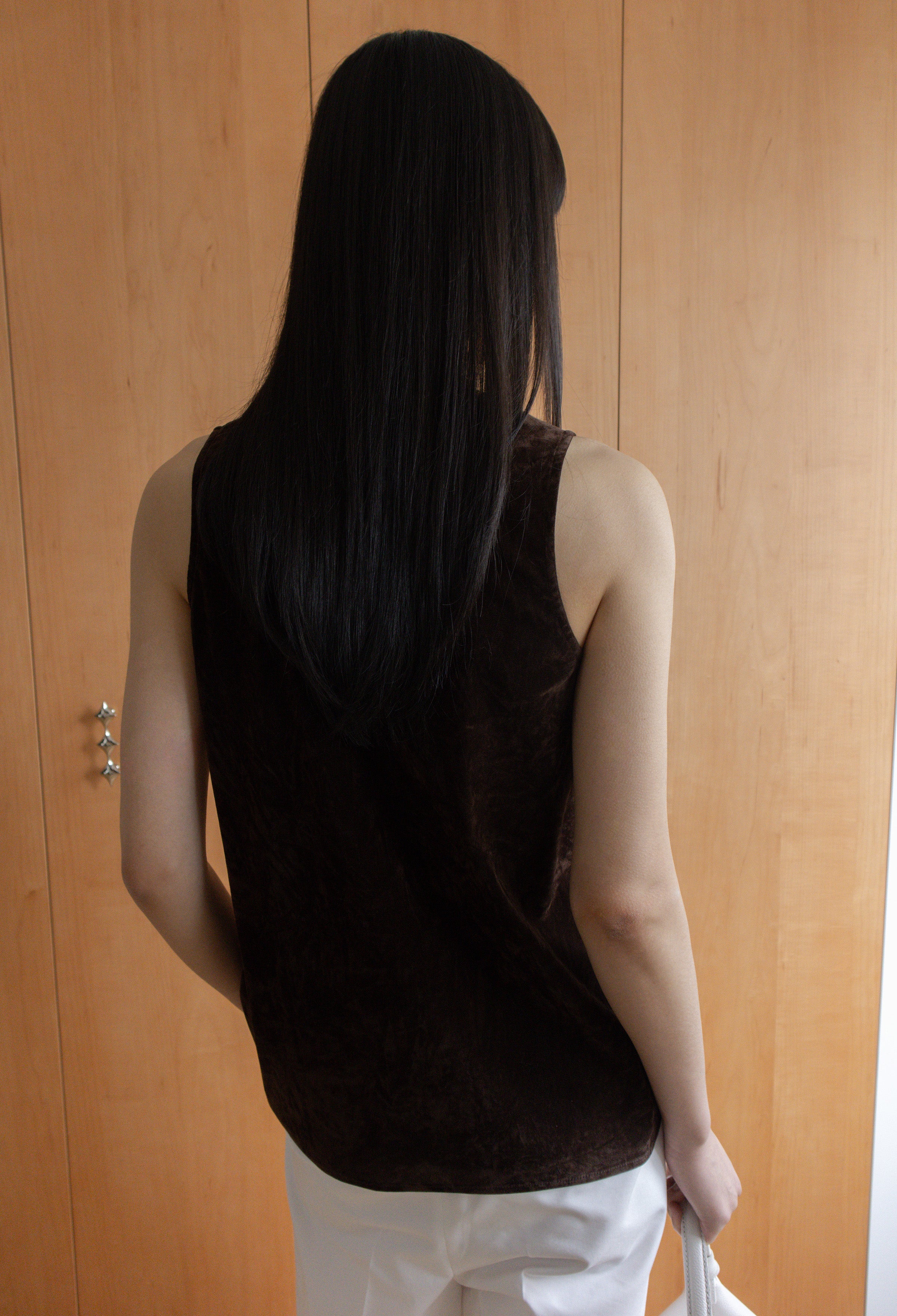 Velour Sleeveless Top Brown