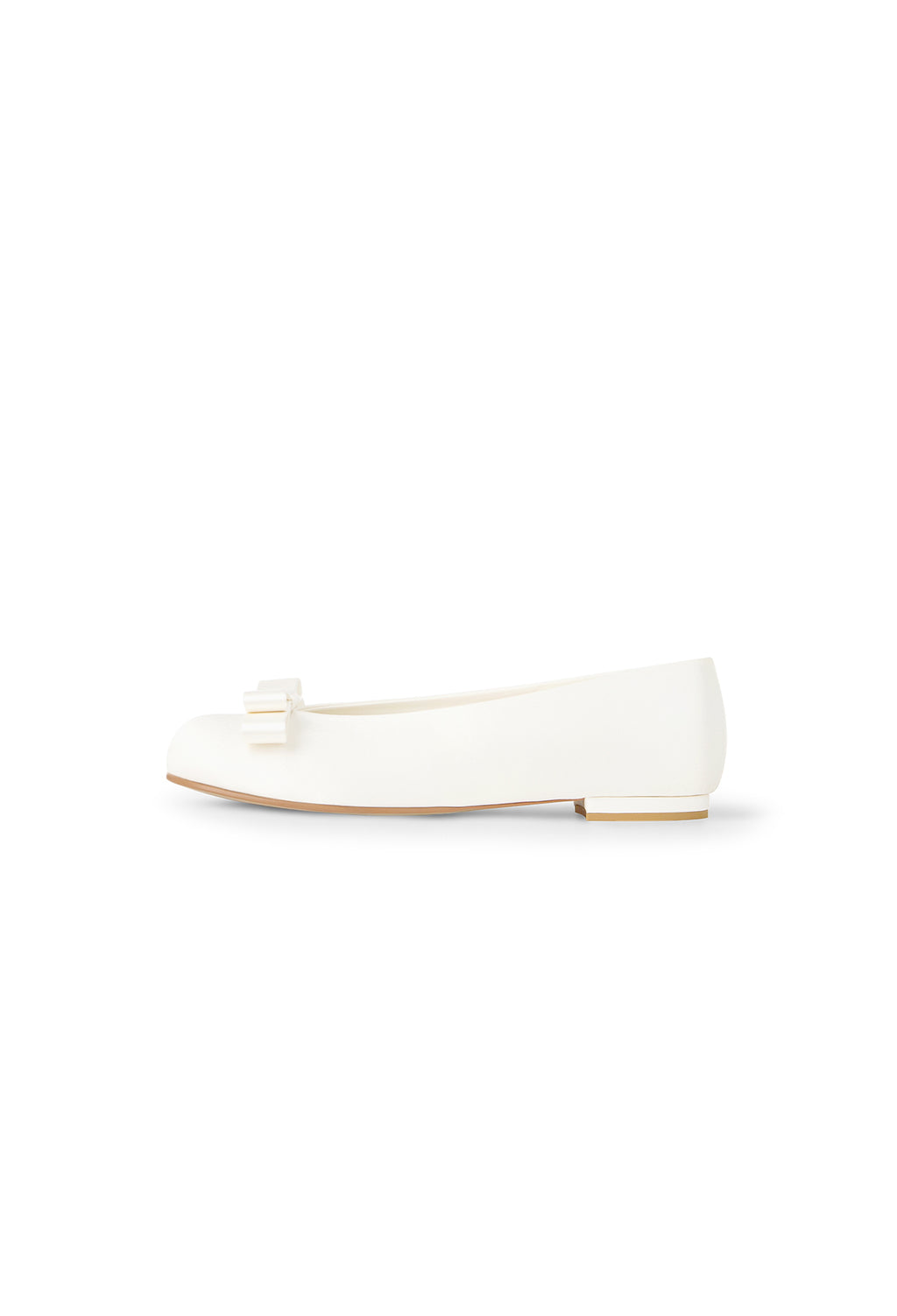 Satin Ribbon Round Pumps Ivory
