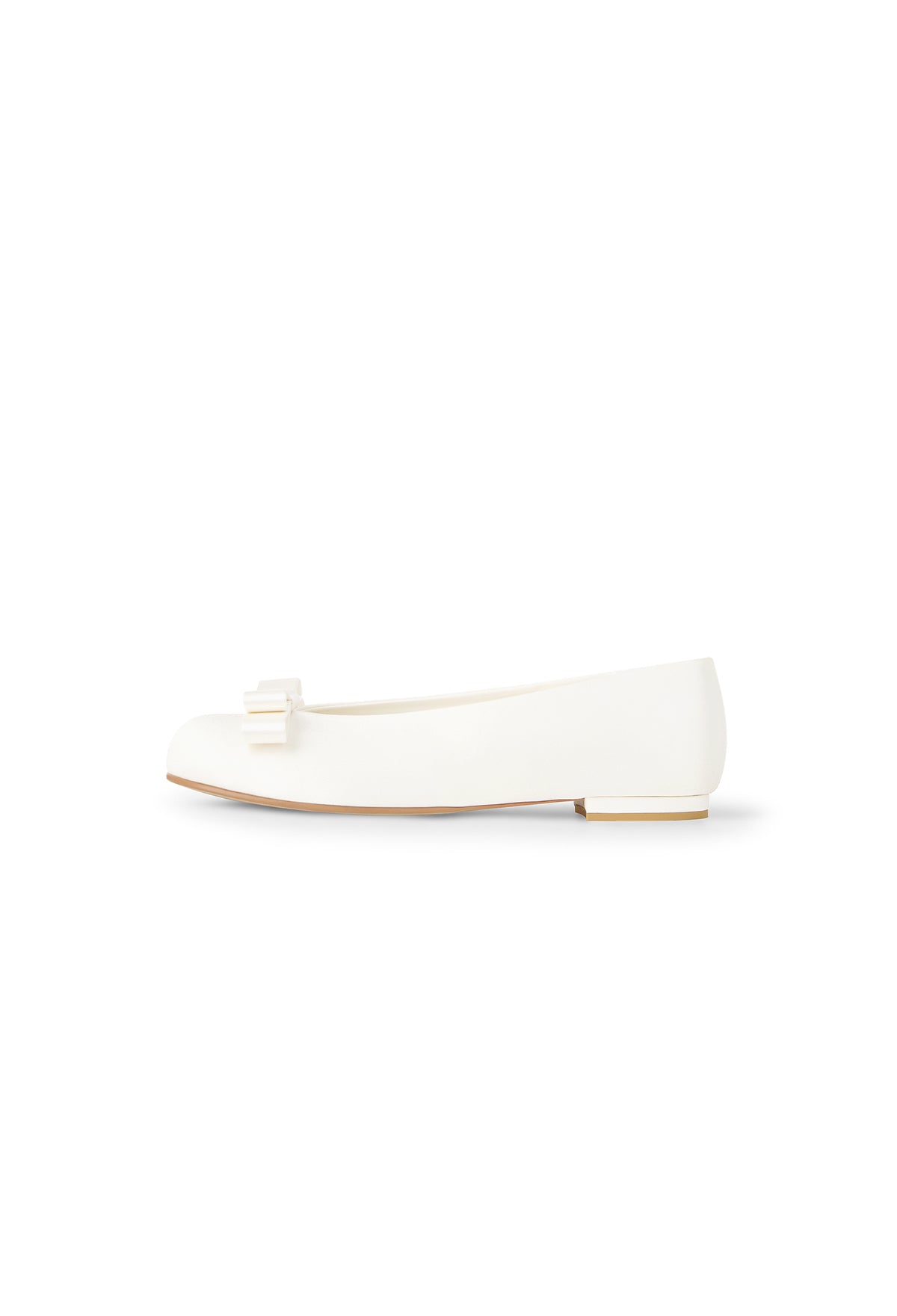 Satin Ribbon Round Pumps Ivory