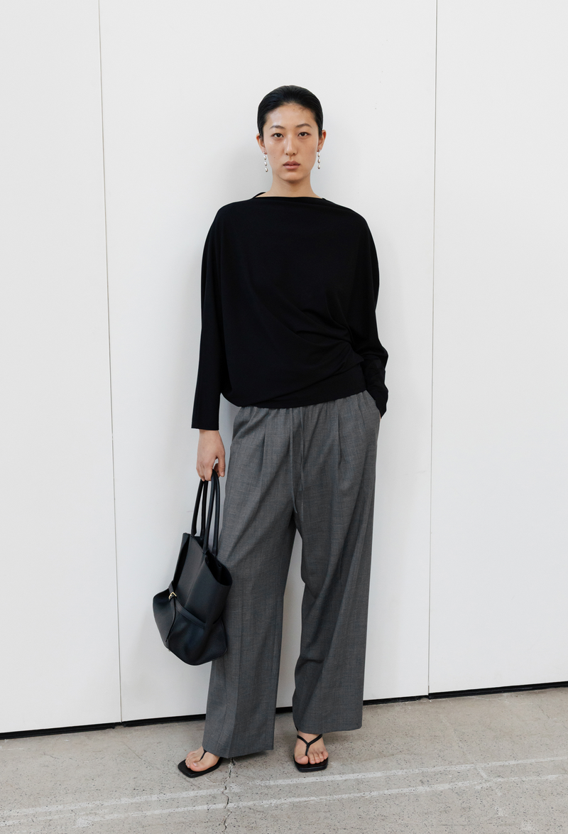 Summer Wool Banded Pants Grey