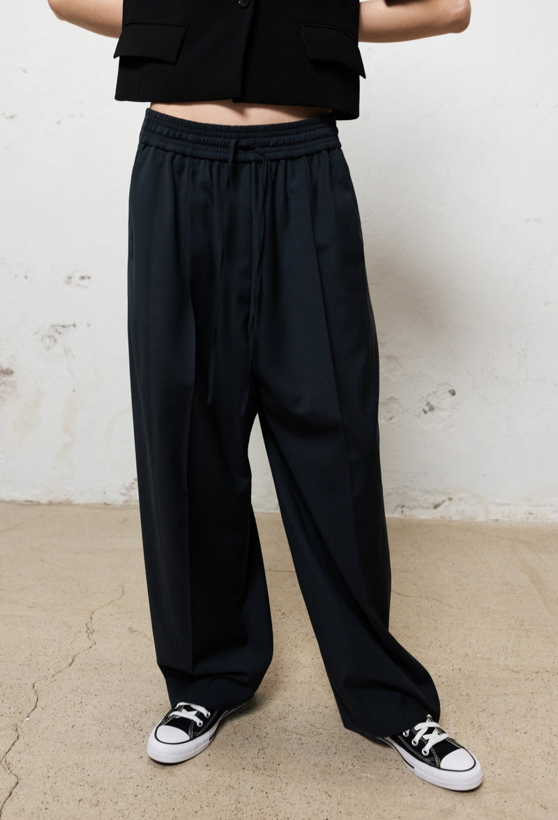 Summer Wool Banding Pants Slate Navy