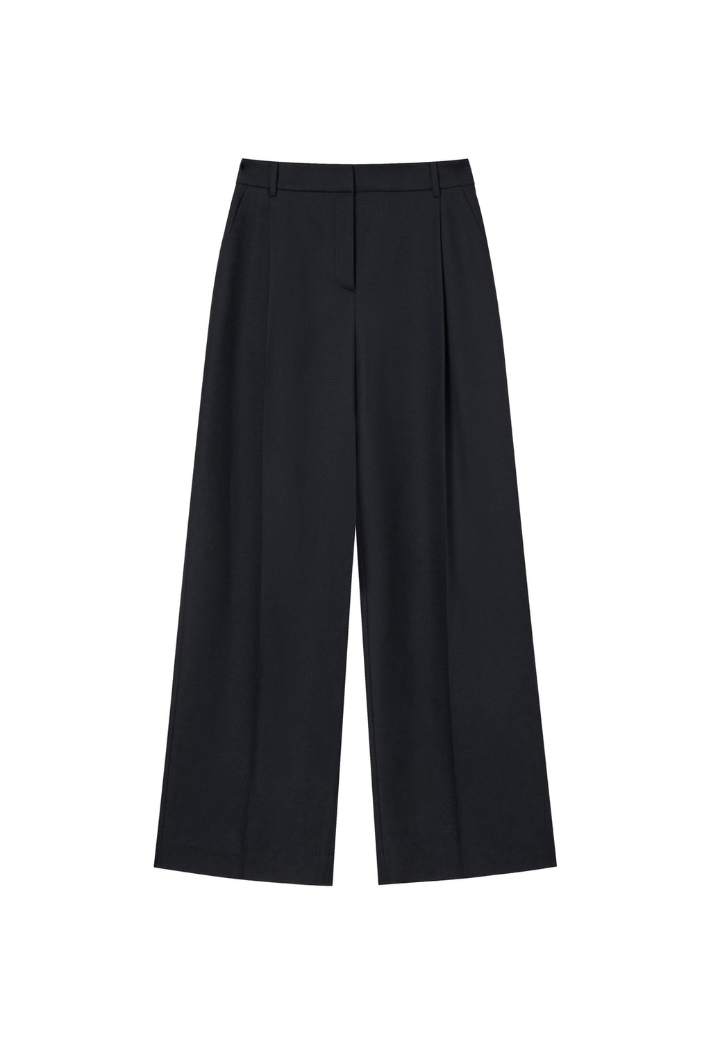 Wool 100 One-Pleat Trousers Navy