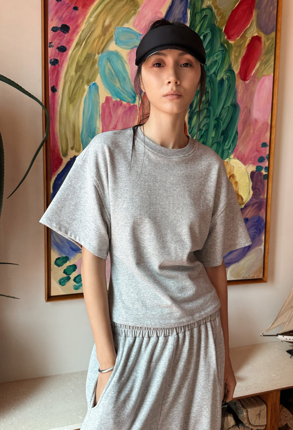데일리 라운지 티셔츠 그레이