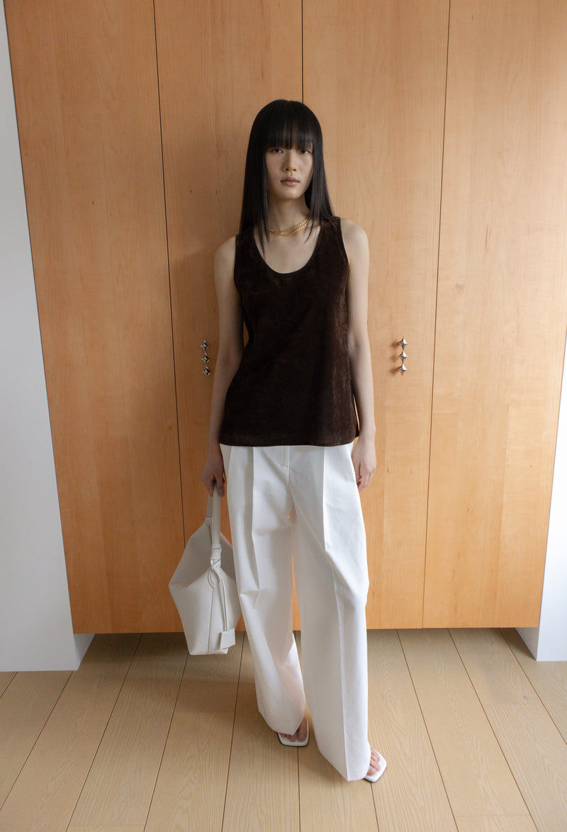 Velour Sleeveless Top Brown