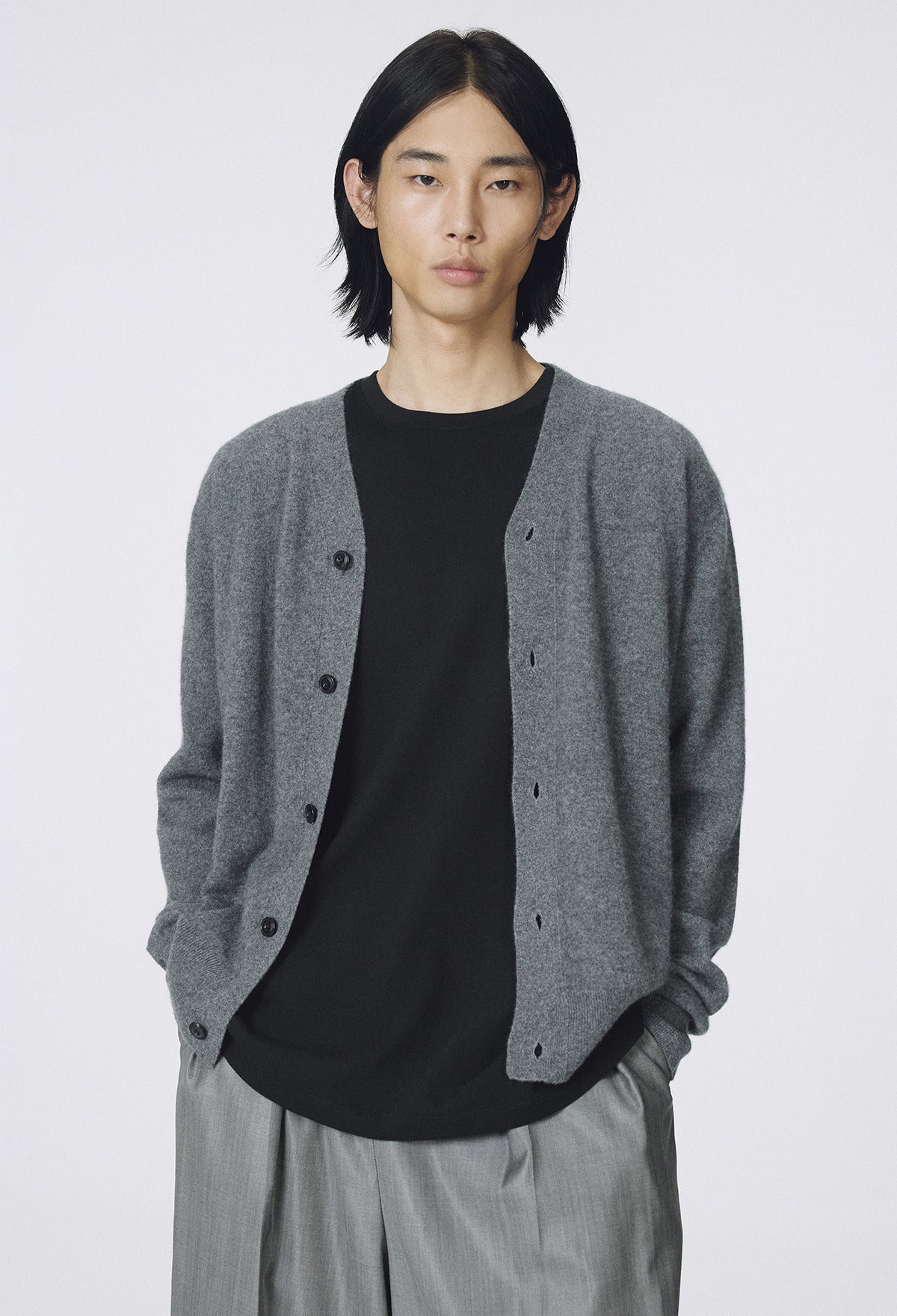 Cashmere 100 Boy Cardigan Gray