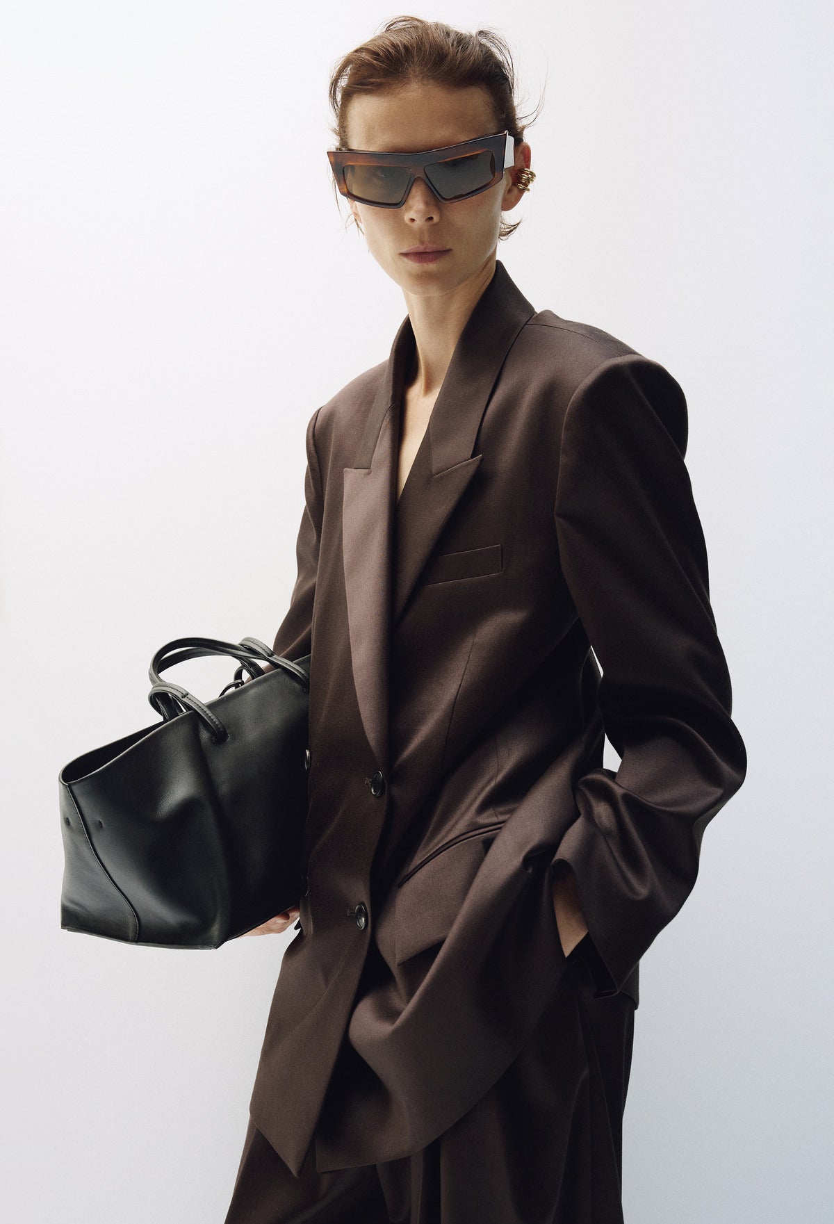 럭스 울실크 더블 자켓 브라운