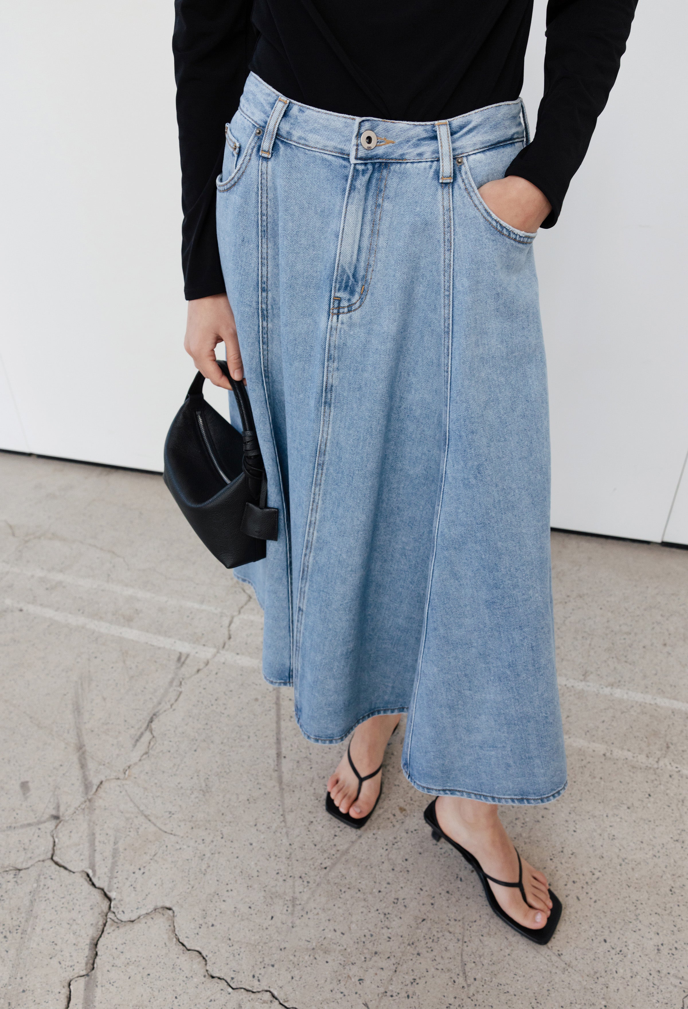 Flare denim skirt