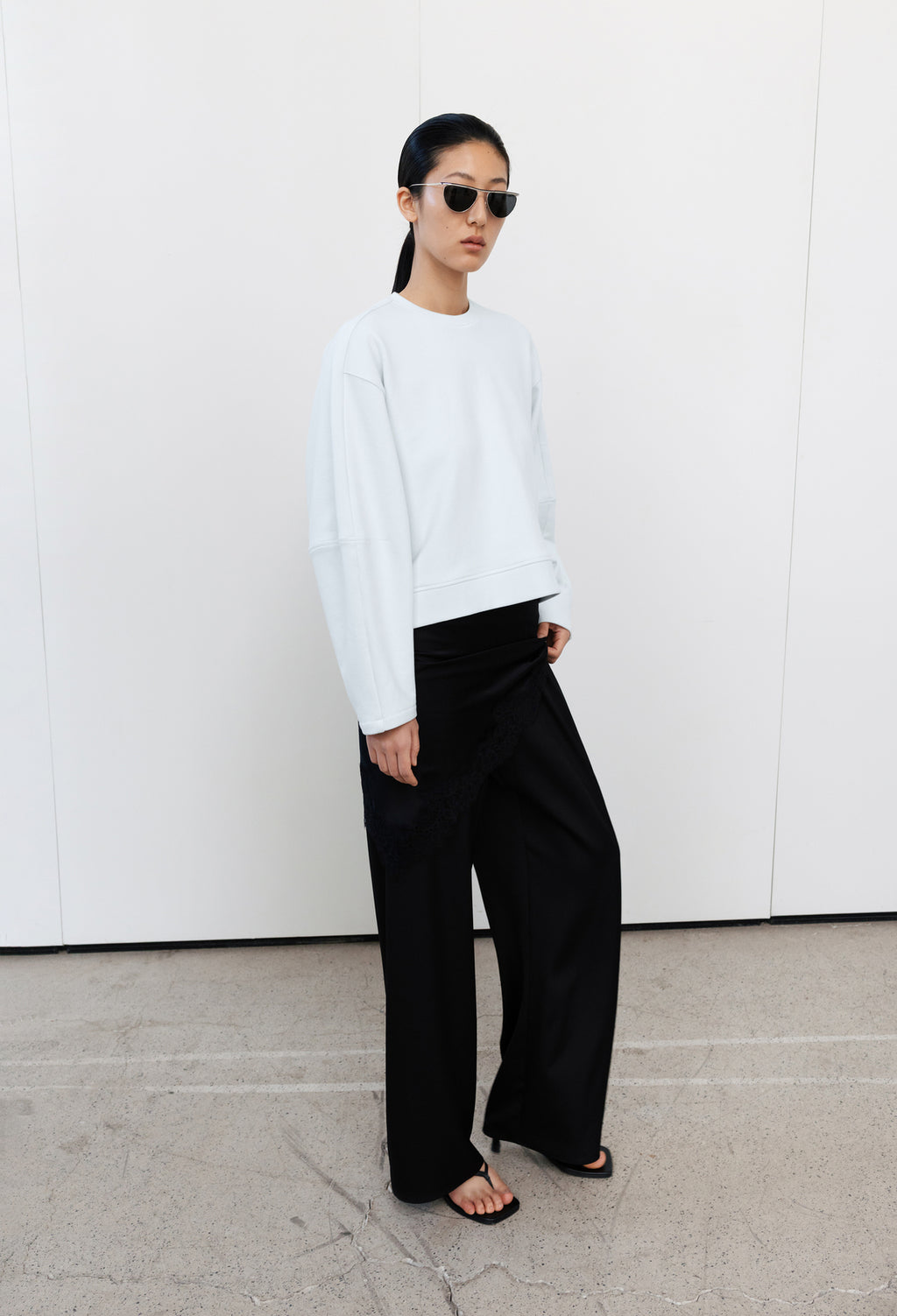 Satin Banding Pants Black