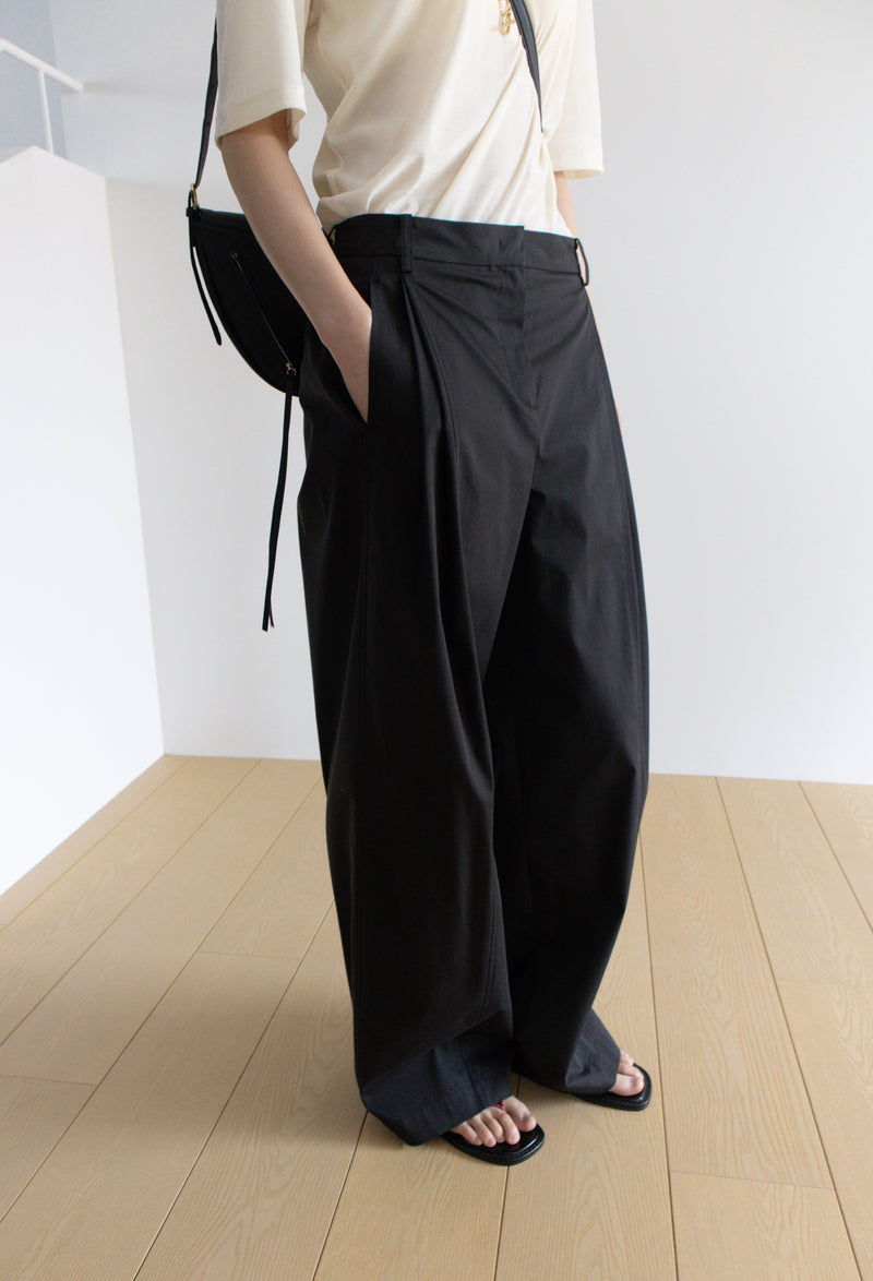 Cotton Pintuck Trousers Black
