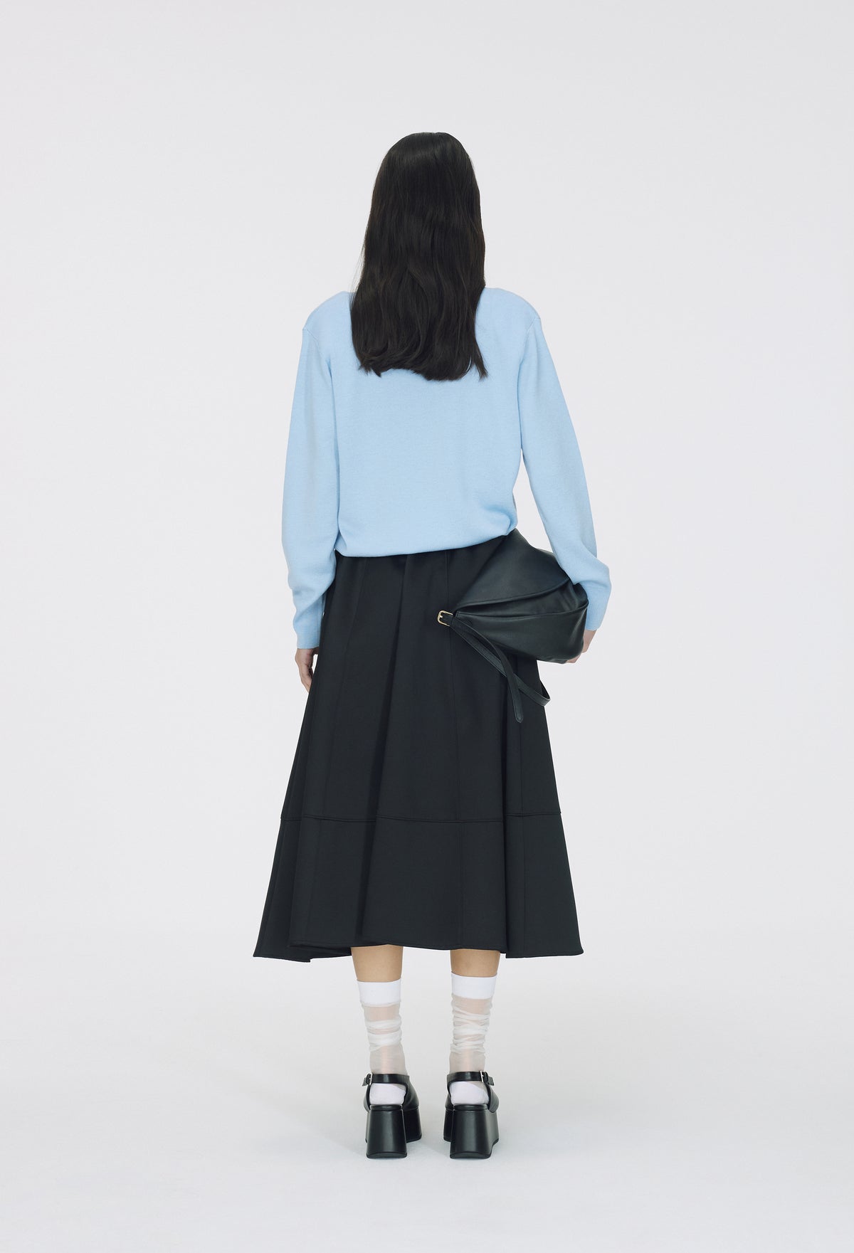Spring Wool V-Neck Pullover Light Blue