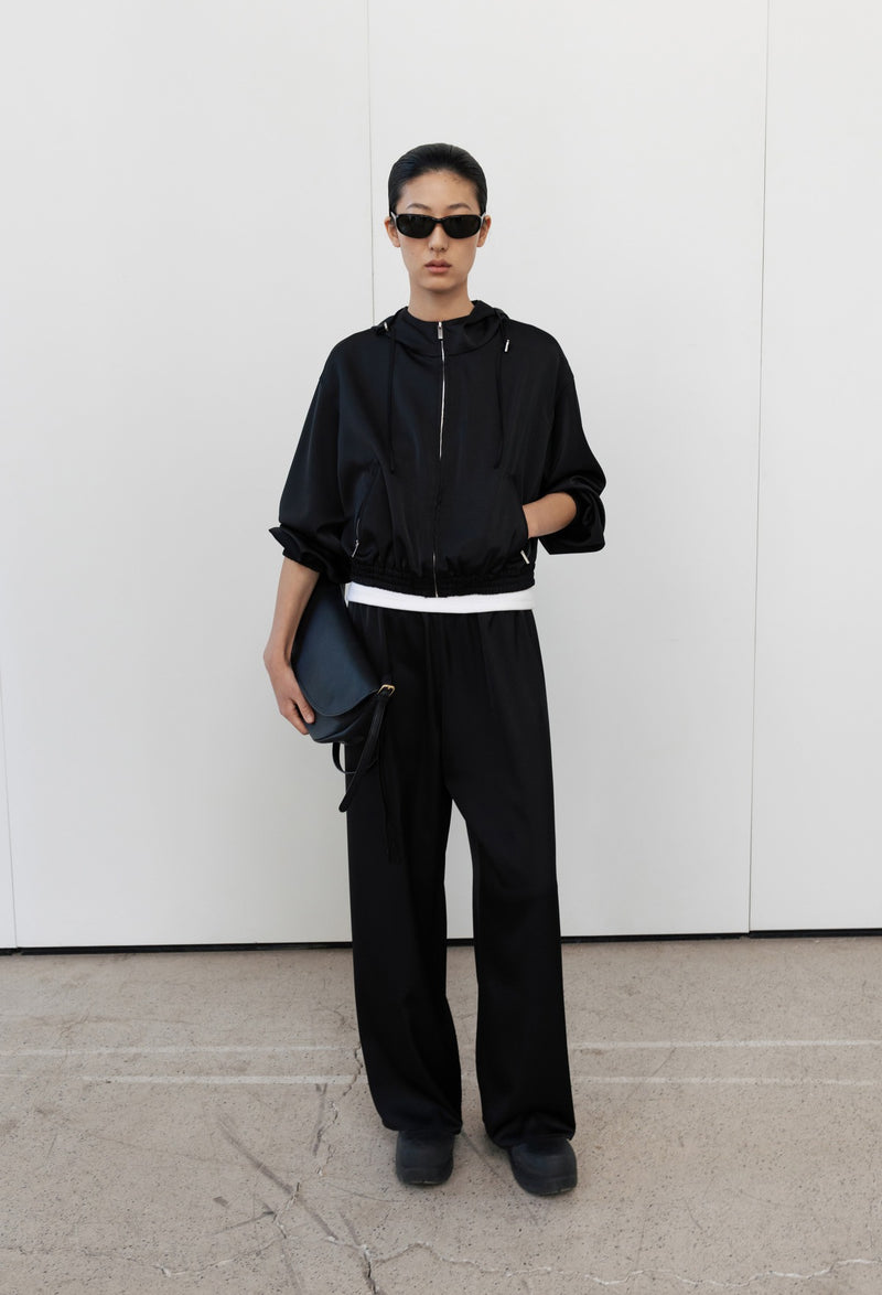 Satin Banding Pants Black