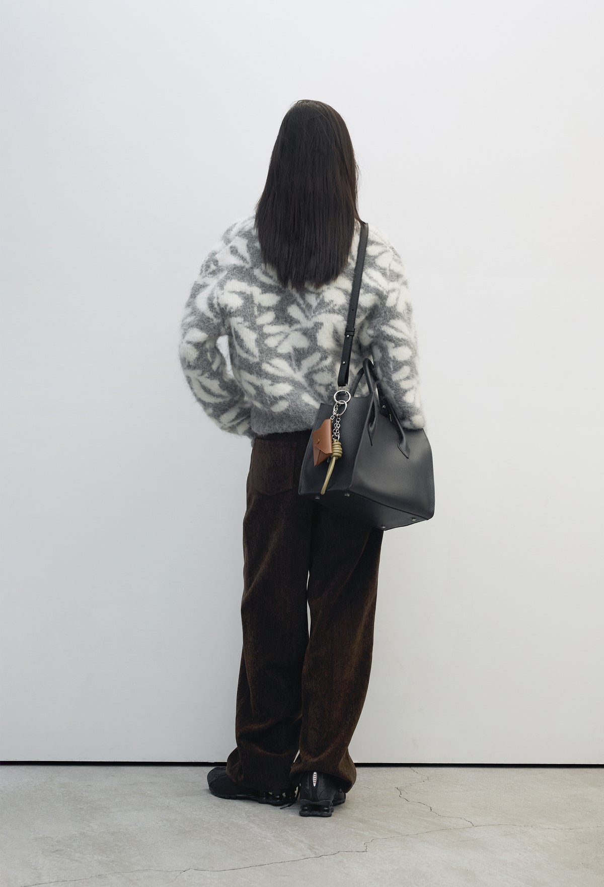 Alpaca Jacquard Cardigan Gray