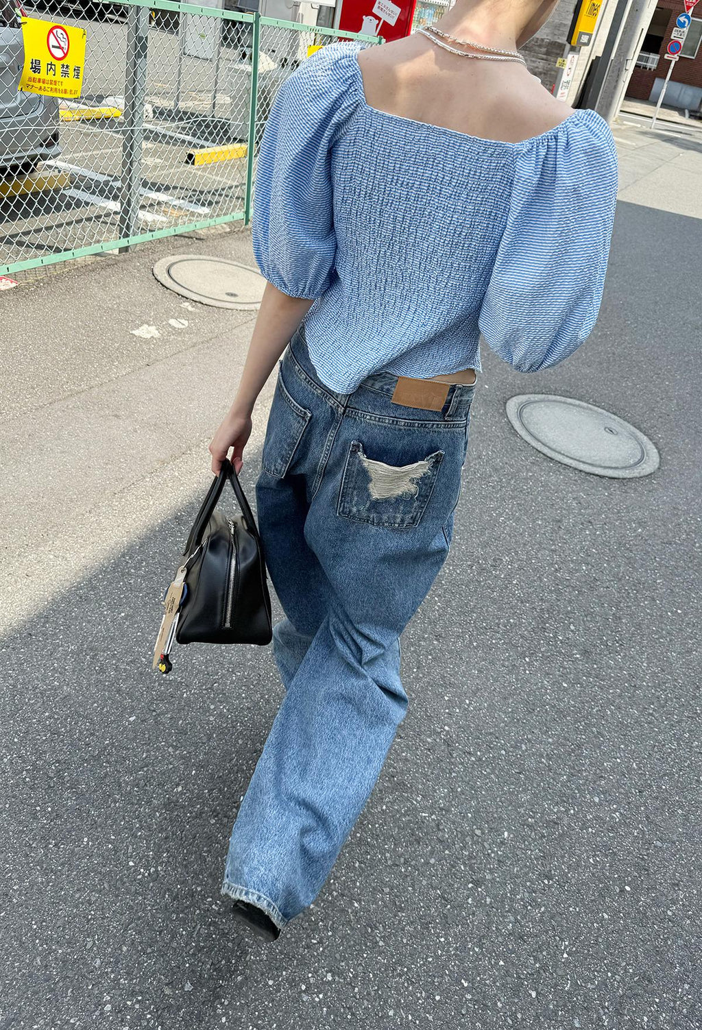 25SS 퍼프 스퀘어넥 블라우스 블루ST