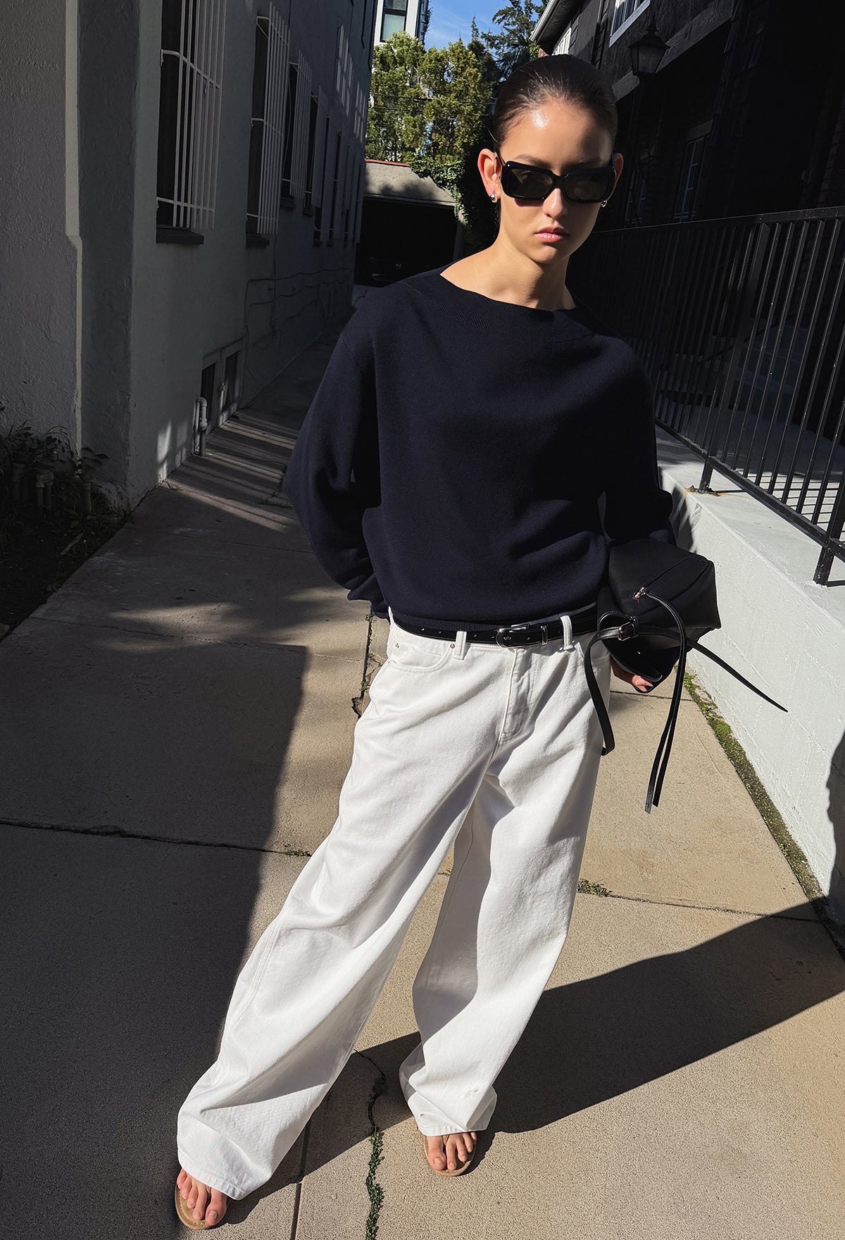 Spring Wool Boatneck Pullover Navy