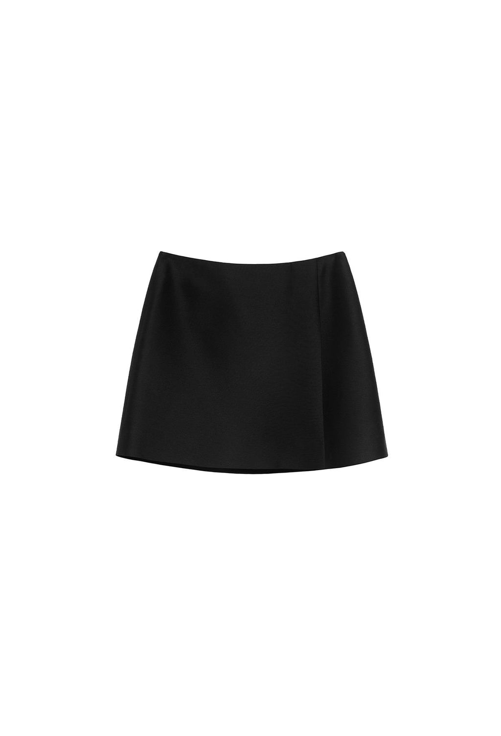울 실크 미니 스커트 블랙