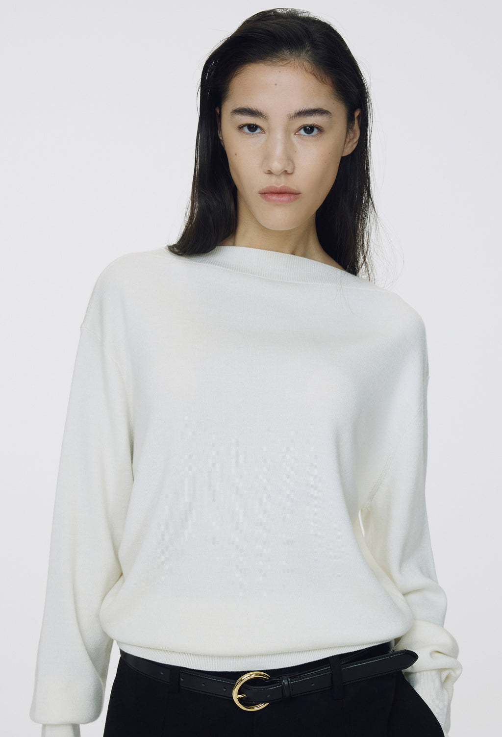 Spring Wool Boatneck Pullover Ivory