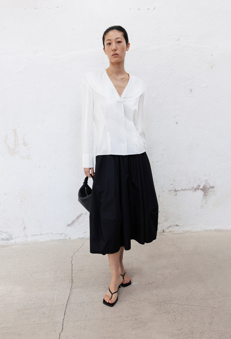 Ruffled shirt blouse