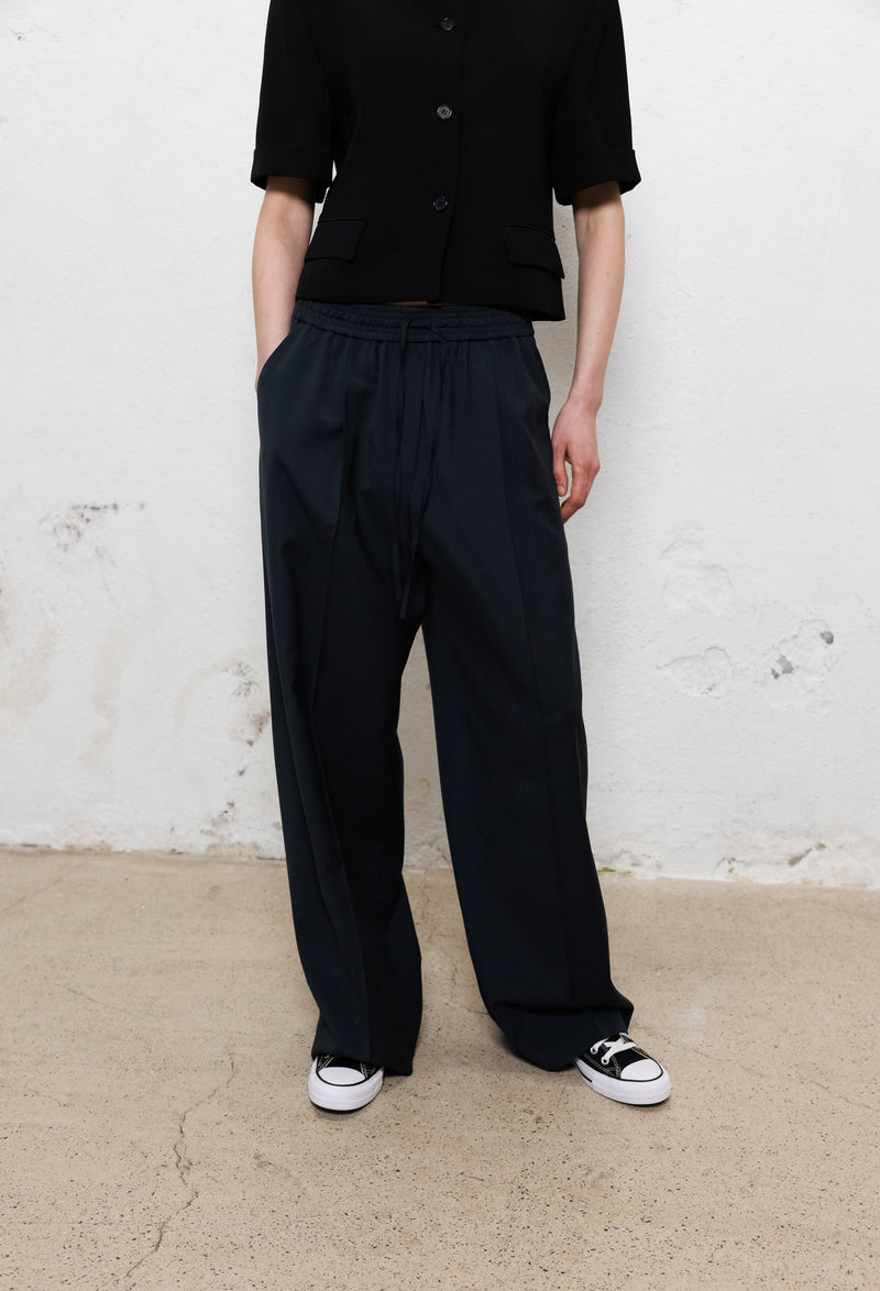 Summer Wool Banding Pants Slate Navy
