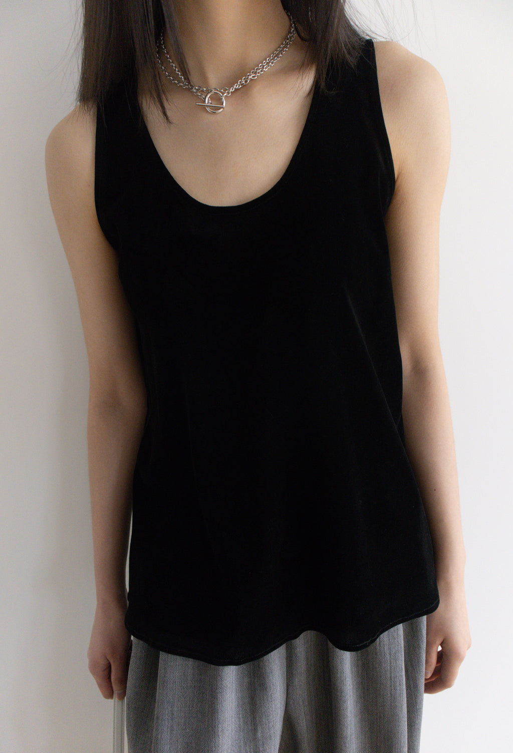 Velour Sleeveless Top Black